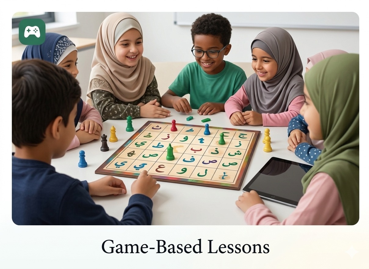 Kids playing an educational learning game