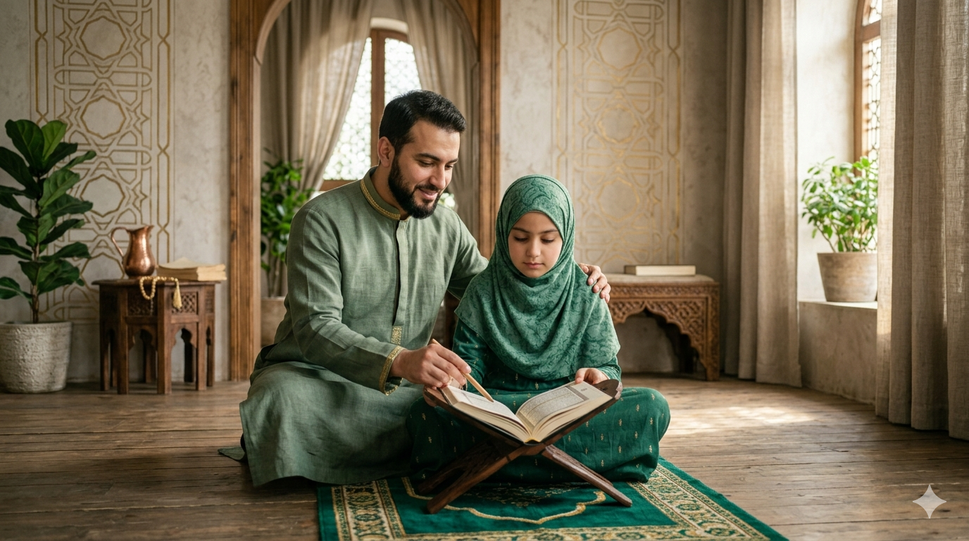 Students studying the Holy Quran