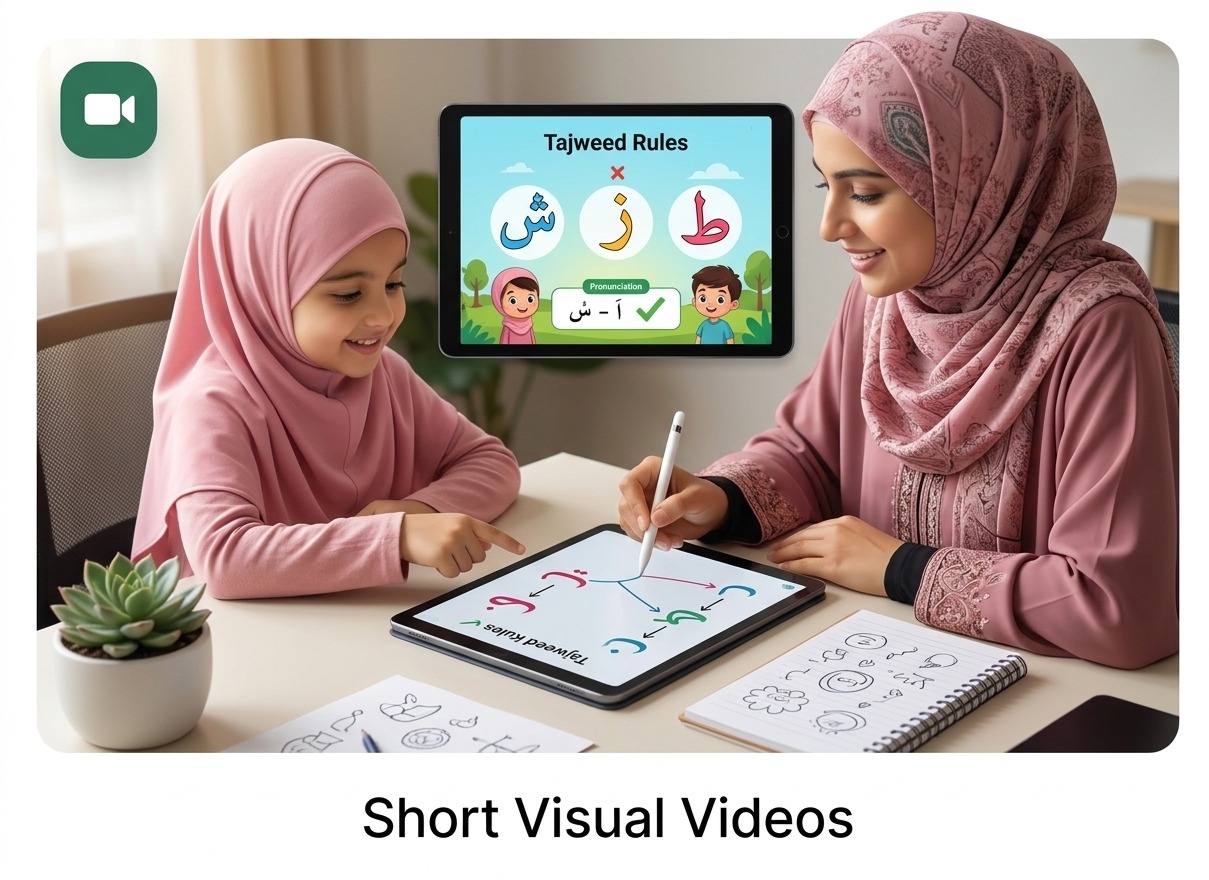 Child watching a short lesson video
